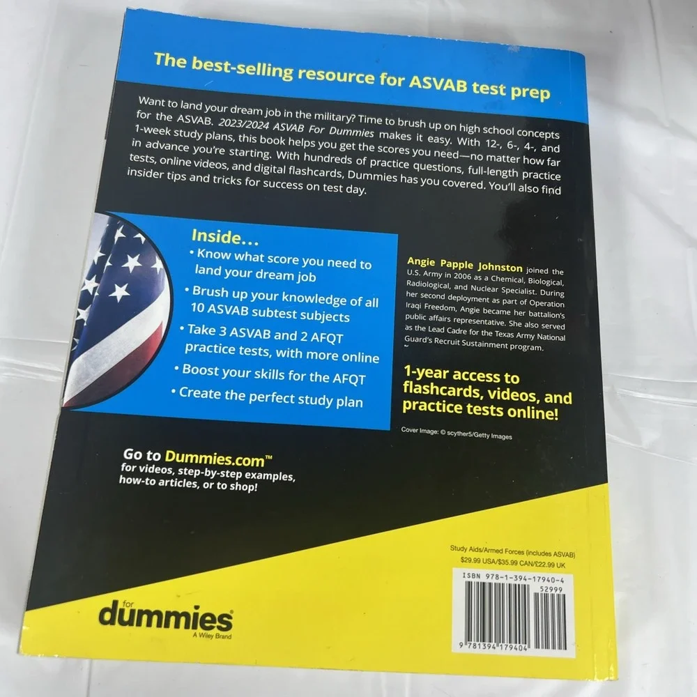 2025/2026 ASVAB for Dummies: Book + 7 Practice Tests Paperback 2025 by Angie Pap
